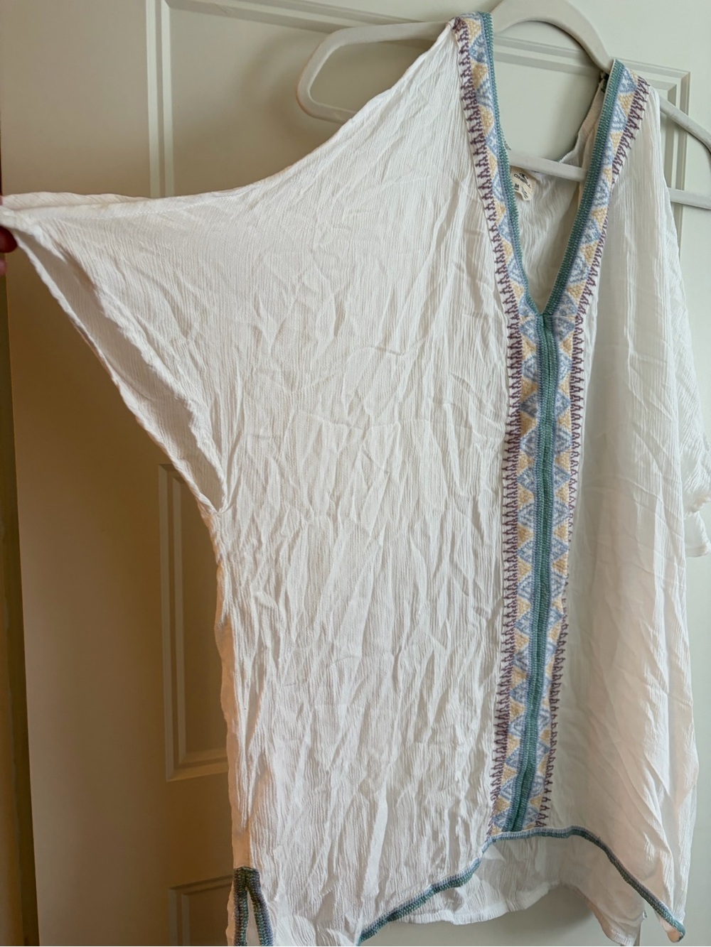 O'Neill White Beach Coverup with Blue and Yellow Trim